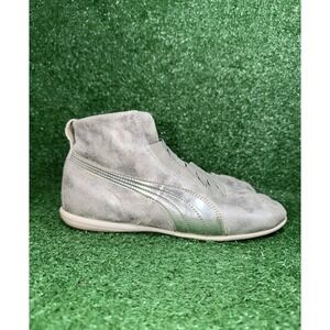 Rare Puma Eskiva Mid Silver Leather Shoes Boxing Sneakers Vtg Womens Size 7 US